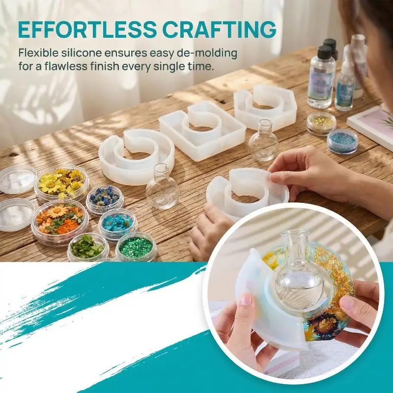 Vase Base Epoxy Silicone Mold DIY Plant Flower Pot Tray Bracket Water Plant Molds For Resin Home Decoration