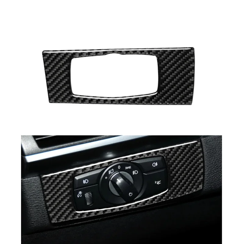 

carbon fiber Car headlight switch trim sticker decal for BMW X5 E70 X6 E71 2007 2008 2009 2010 2011 2012 2013
