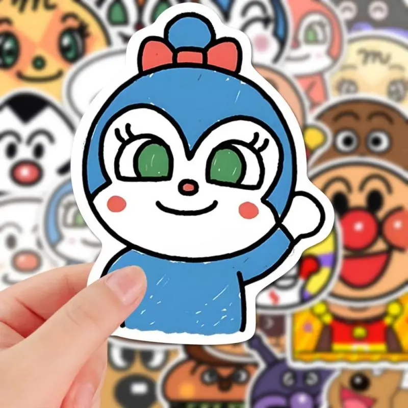 60Pcs Kawaii Anpanman Sticker Anime Cartoon Baikinman Melopanna Cute Peripheral Notebook Trunk Hand Account Decorate Kid Gifts