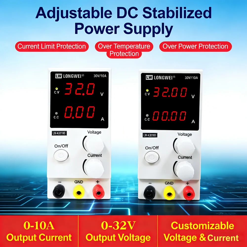 AC110-220V Input Adjustable DC Regulated Power Supply Output Voltage 15V/32V/60V100V for Mobile Phone/Laptop/Computer Repair Lab