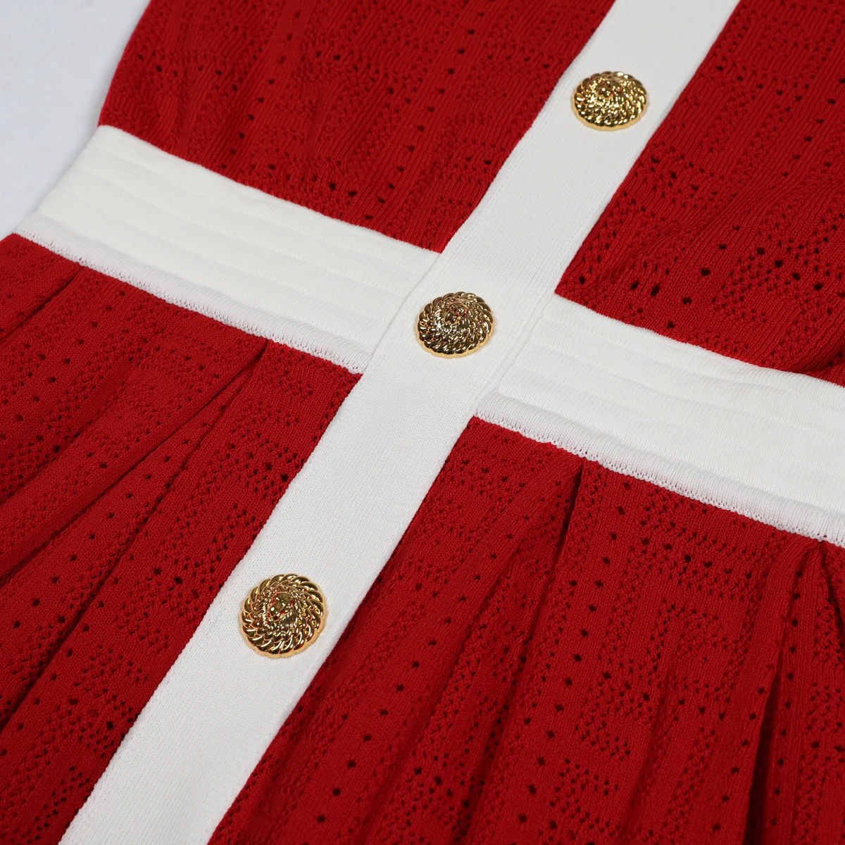 Spring And Summer New Fashionable Women's Knitted Ten Thousand Character Pattern Socialite Button Round Neck Sleeveless Dress