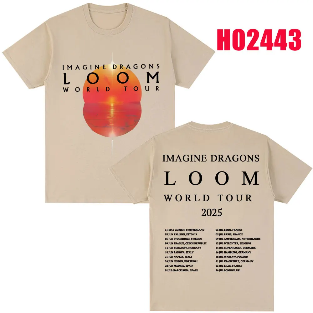 Imagine Dragons Loom Tour 2025 T Shirt Men Women Trendy Hip Hop T-shirts 100% Cotton Oversized Popular T Shirts Streetwear Gifts