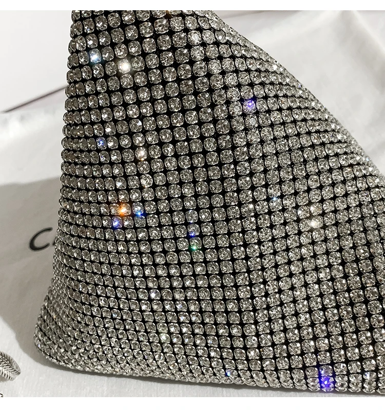 Borsa da sera con diamanti con strass lucidi di cristallo borsa a tracolla con tracolla glitterata da donna con pochette per feste di matrimonio di