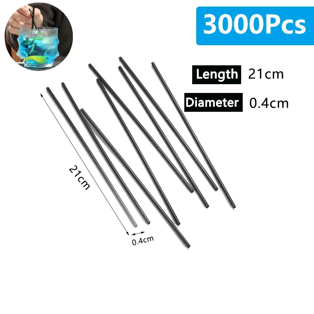 100-6000PCS Zwarte Rietjes Koffie Rietjes Sap Drinkbuis Stro Thee Cocktail Rietjes Bruiloft Bar Party groothandel