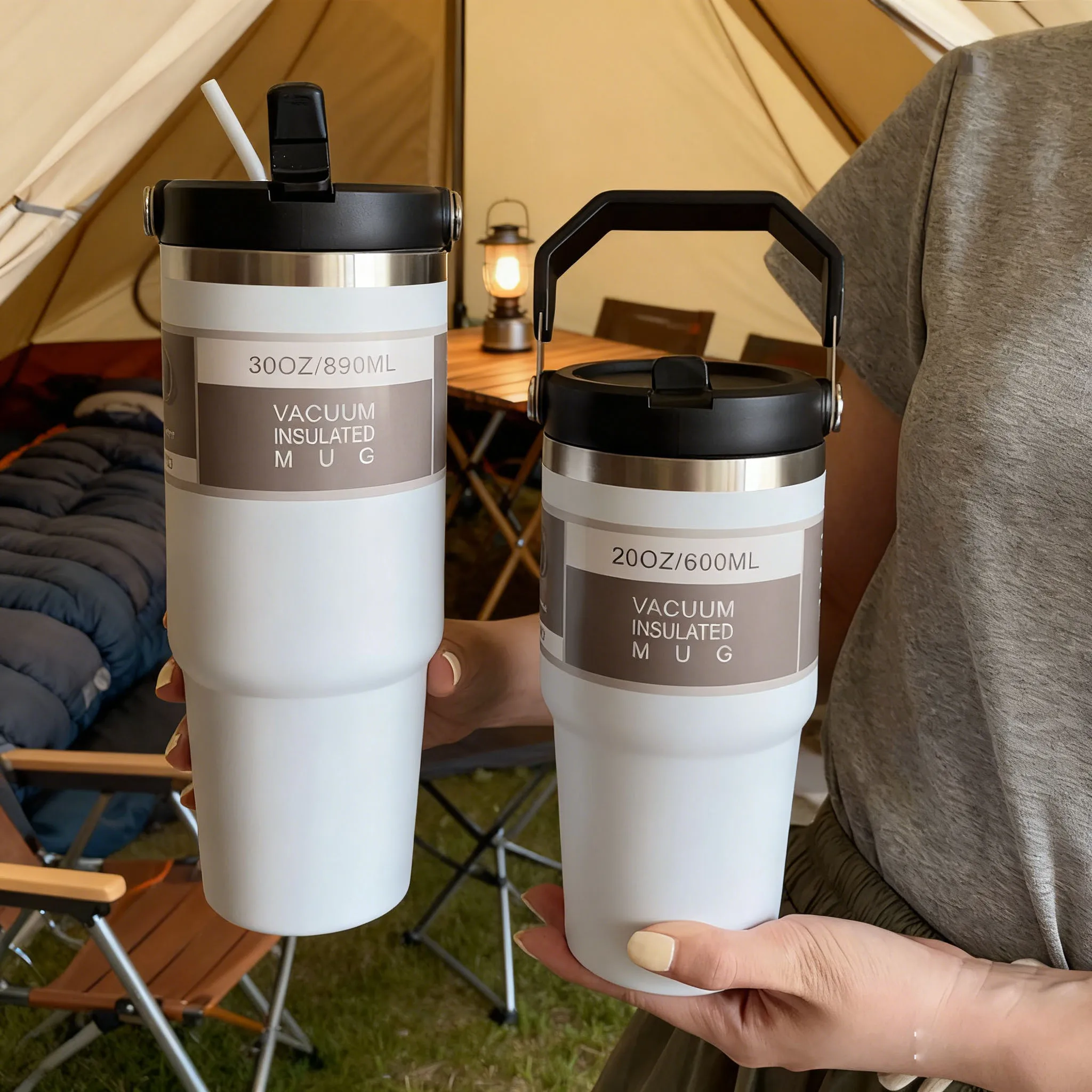 

Автомобильная чашка, изолированный стакан на 30 унций, термос для холодных напитков на весь день с ручкой, вакуумная чашка для льда из нержавеющей стали, большая вместимость для путешествий