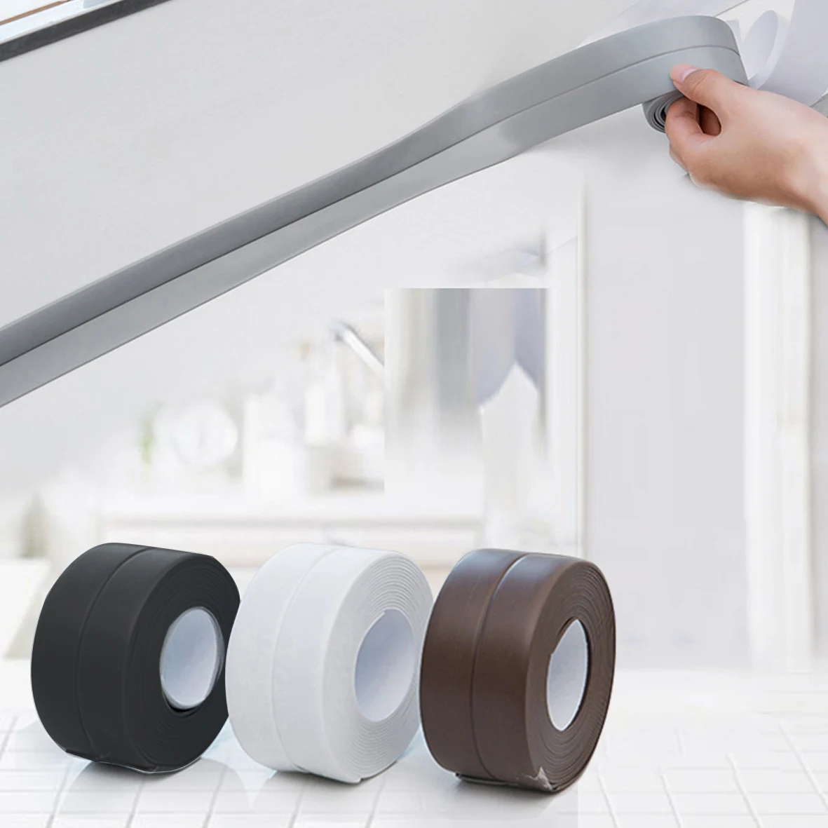 1 لفة من شريط مقاوم للماء بولي كلوريد الفينيل ملصقات مانعة للتسرب ذاتية اللصق سميكة قابلة للتشذيب قالب شق الكراك وباب مقاوم للتلوث #2