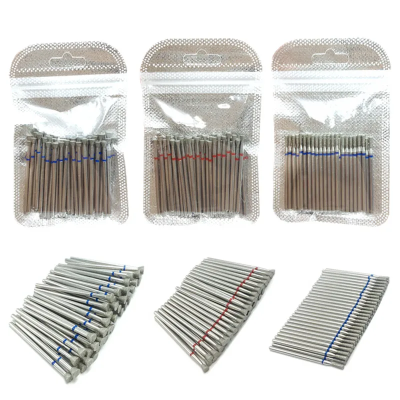 50-pack T-shaped Inverted Tapered Diamond Drill Bits for Exfoliation Electric Nail Machine Accessories Sharpening Accessories