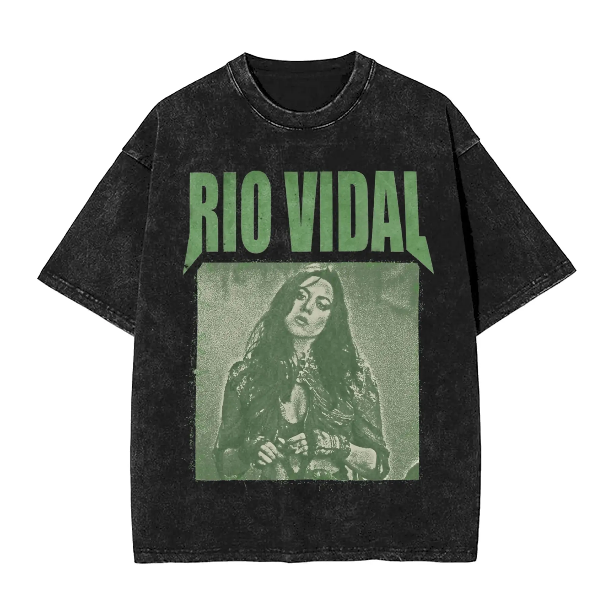 

Men T-Shirt Rio Vidal Washed T-Shirts Harajuku Green Summer Tee Shirt Vintage Pattern Casual Clothing Birthday Gift