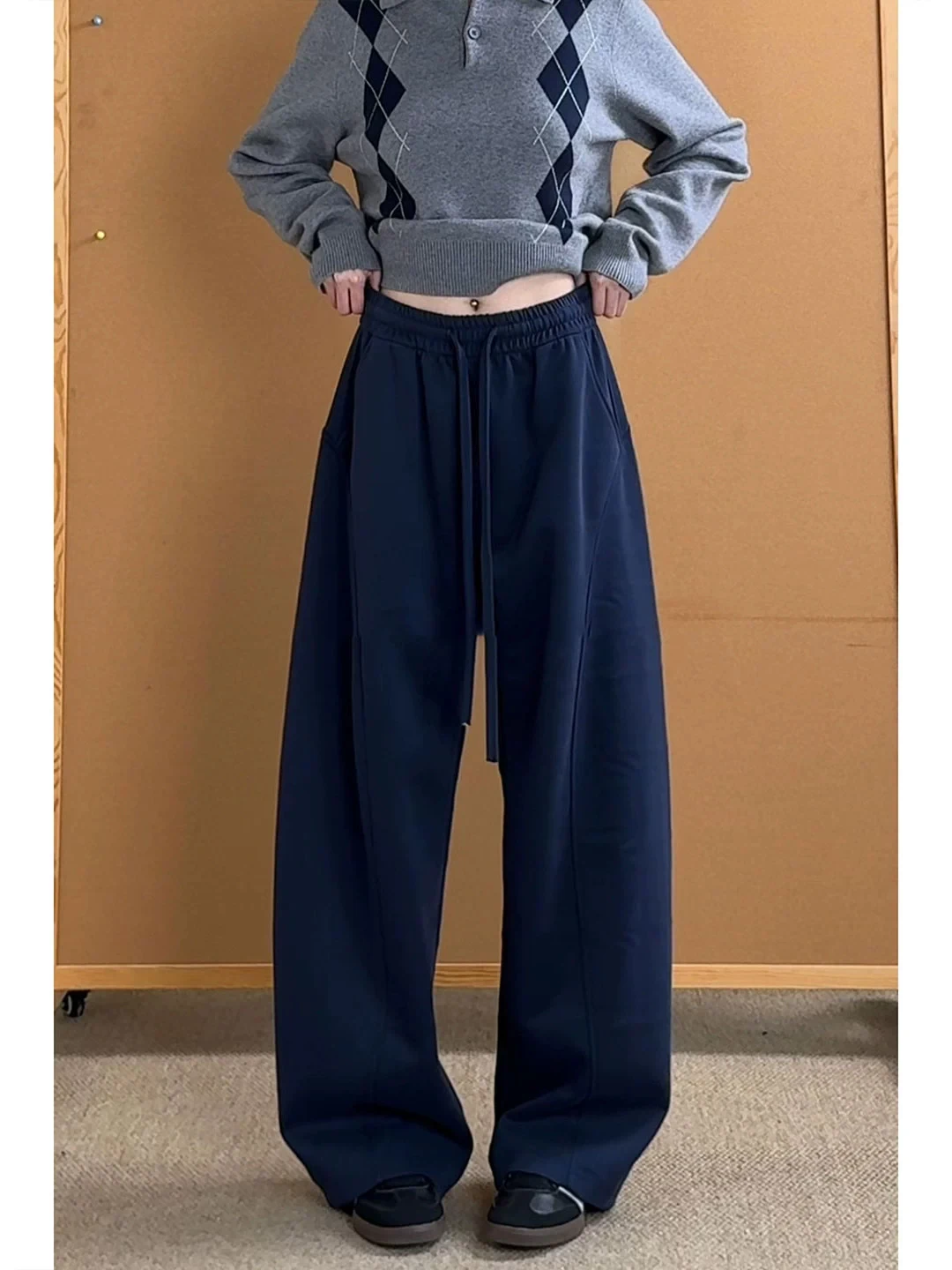 

Loose Straight Leg Men's Sweatpants American Sle Bend Knife Trousers Autumn Sports Drapey Loose Wide Leg Casual Pants