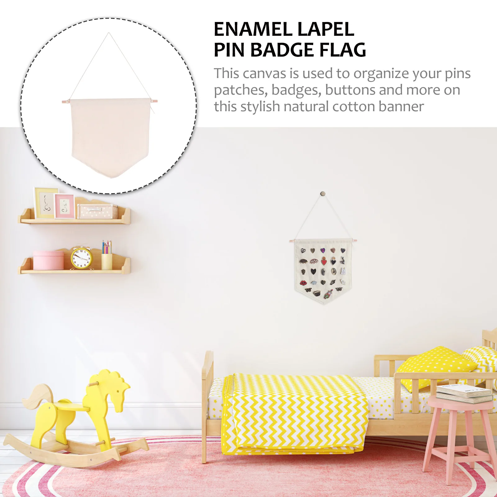 

Blank Canvas Pennant Wall-Hung Pin Display Badges Plain Cloth Banner Embroidery Painting DIY Wall Hanging