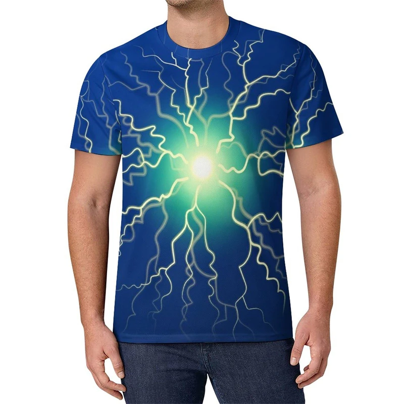 New Fashion Summer Thunderbolt T Shirt Men Women Children Lightning Flash 3D Print T-shirt Boy Girl Kids Short Slevee Cool Tops