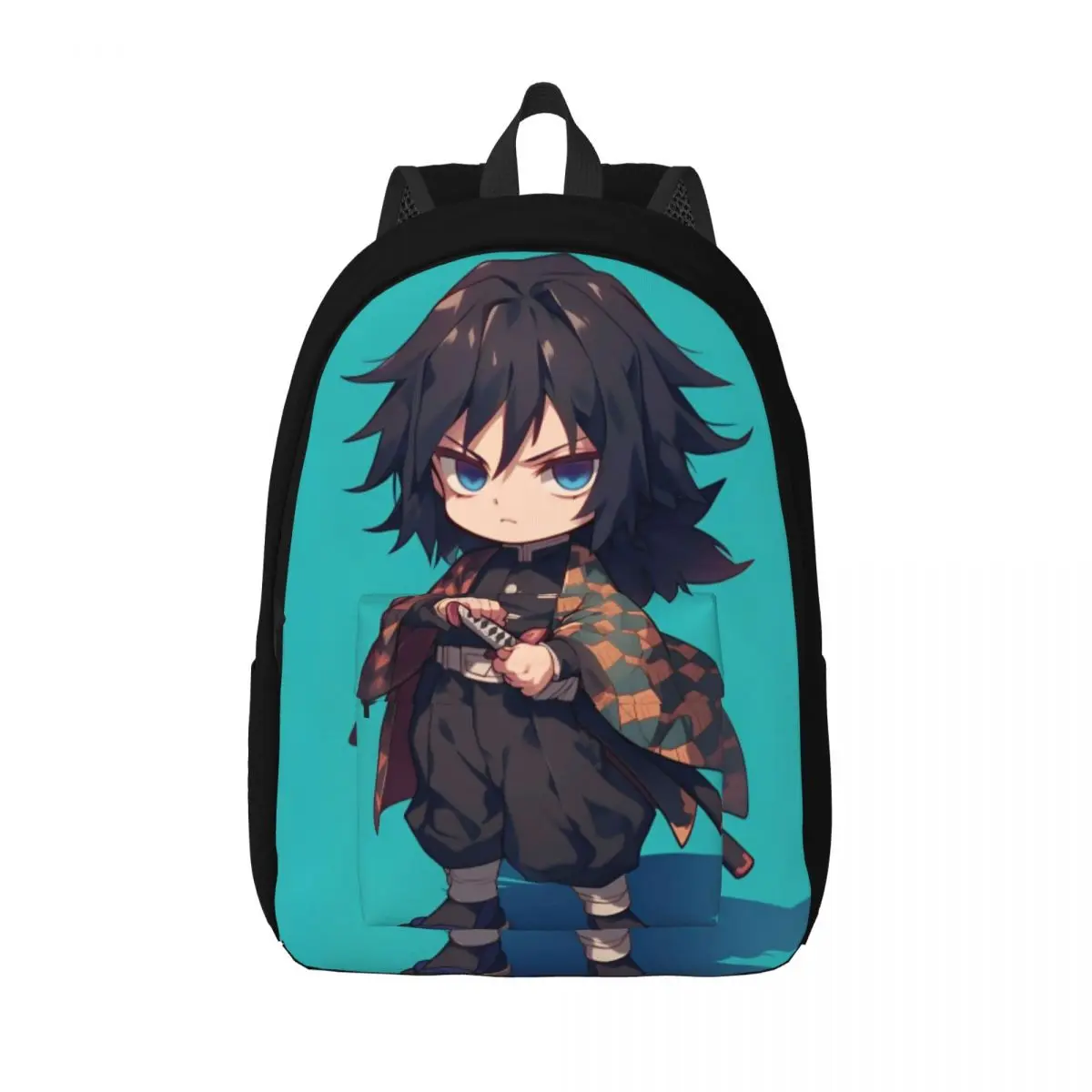 Mochila Giyu Tomioka para hombres y mujeres, mochila informal para escuela secundaria, senderismo, viaje, mochila de Anime Demon Slayer, bolso de hombro para ordenador portátil, deportes