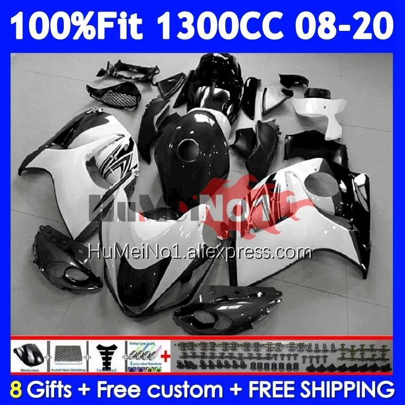 Fairing For SUZUKI Hayabusa GSXR-1300 GSXR White black 1300 128No.76 GSXR1300 08 09 10 11 12 13 14 2015 2016 2017 2018 2019 2020