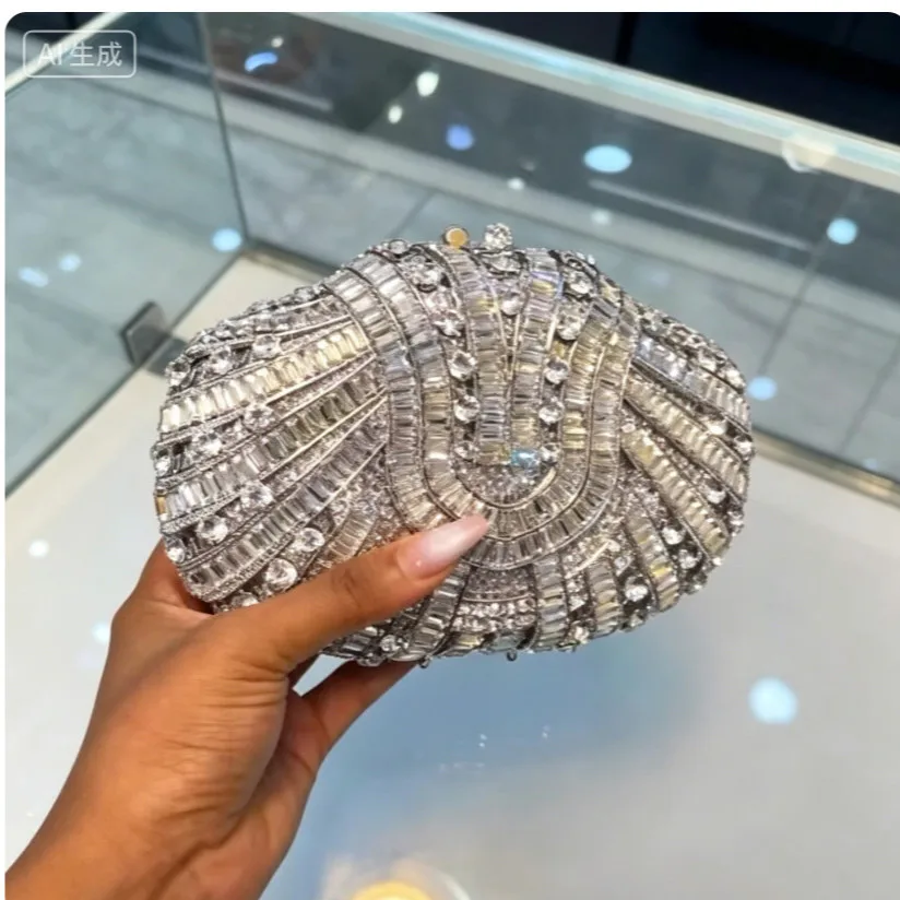 Stone clutch purse crystal diamond evening bag, party banquet dress bag, handheld women's bag