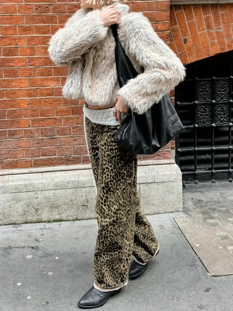 Cotton leopard print slim fit pencil casual pants 2025 New European and American spring fashionable cross-border pants for women