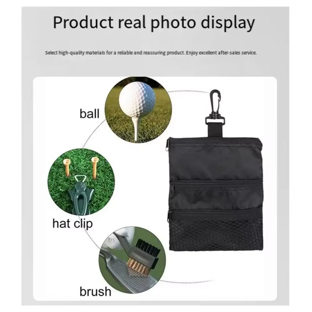Waterproof Golf Ball Bag Portable Three Layer Golf Accessory Bag Zippered Large Capacity Golf Carrier Golf Players