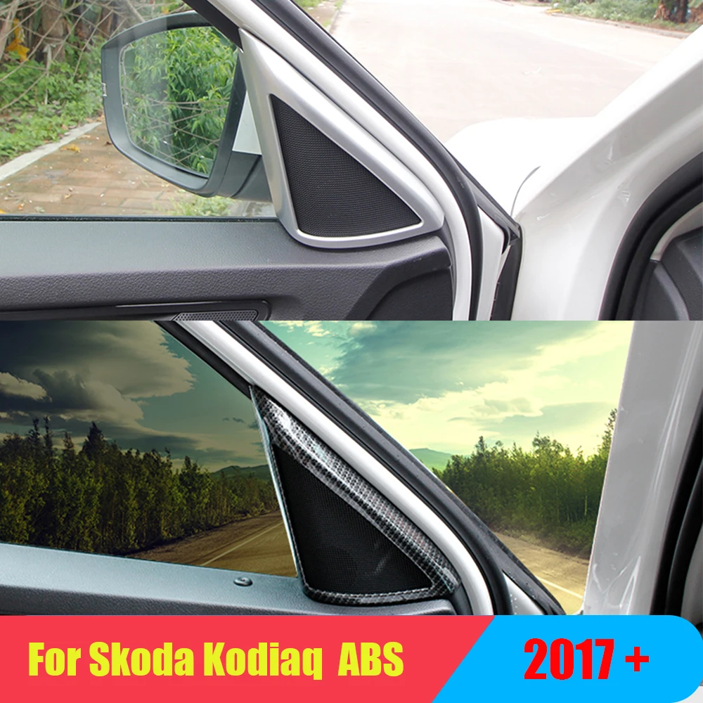 

Fit For Skoda Kodiaq 2017 2018 ABS Matte/carbon Car interior A-pillar Speaker horn ring Cover Trim car styling accessories