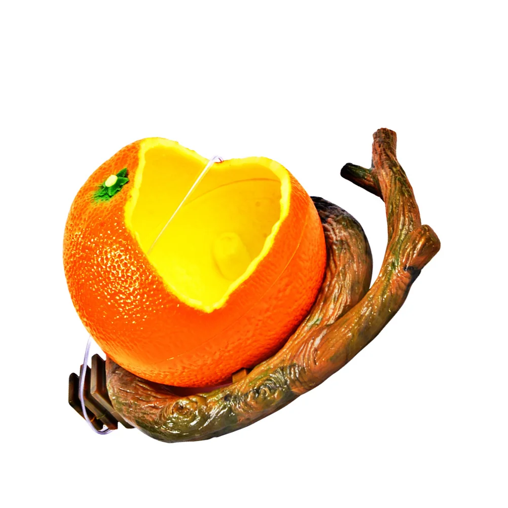 

Simulation Orange Branch Shaped Plastic Pet Birds Feeding Bowl Flat Base Durable Cage Mounted Food Container Parrot Feeder