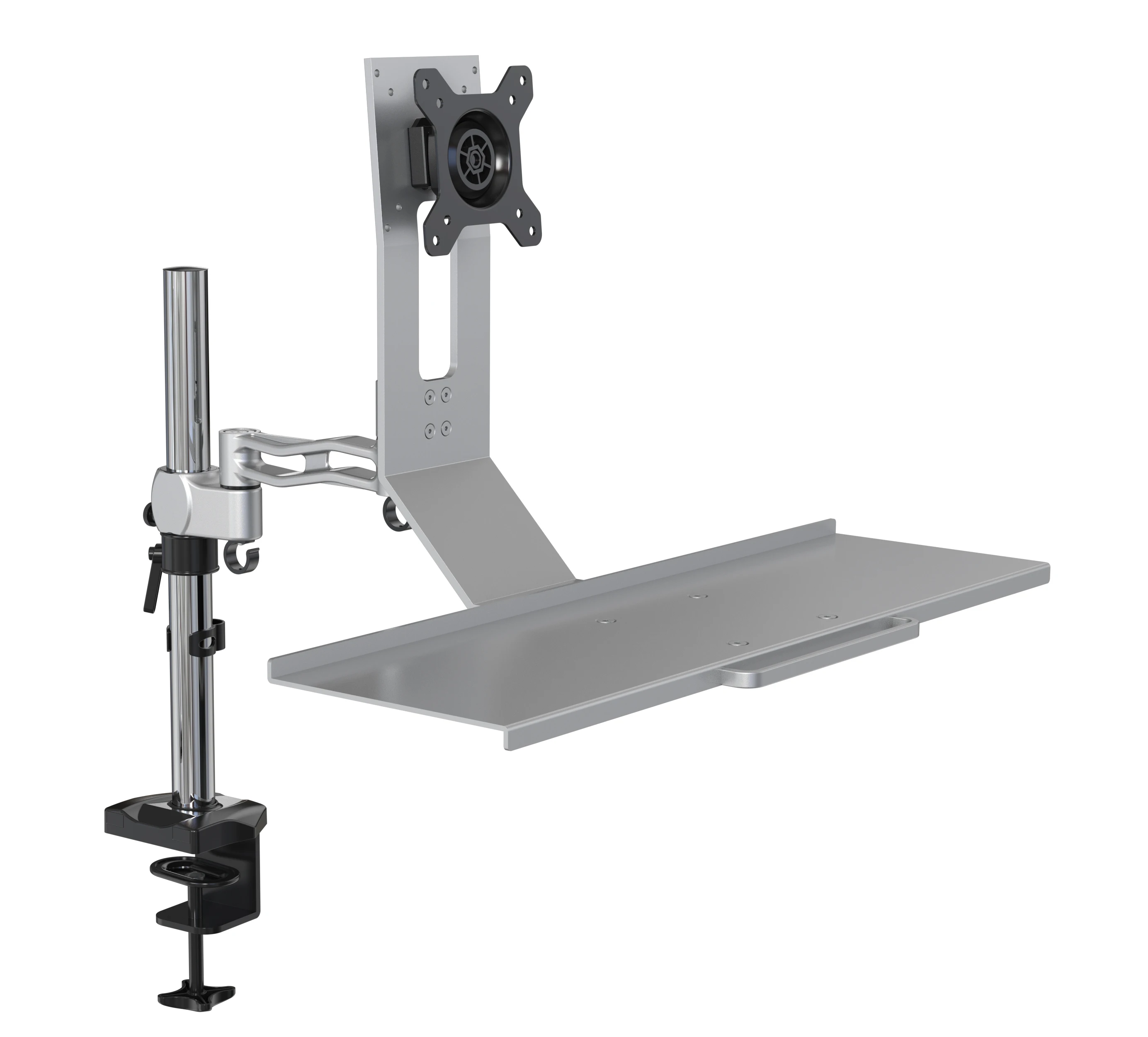 New Monitor Arm Stand With Keyboard Tray For Ergonomic Office Workstation Aluminum Alloy 20kg Capacity