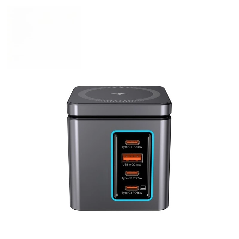 

105W 6-in-1 multi-function, multi-port, desktop charger with 2-in-1, wireless charging