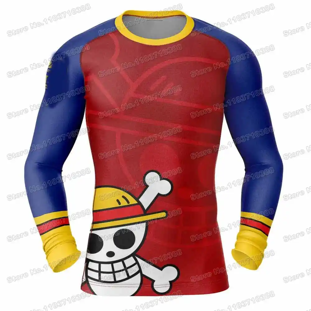 Redhead Shanks Long Sleeve Anime Surfing Jersey Beach Swimwear Diving Gym Shorts MMA BJJ Men Jiu Jitsu Fitness Sets