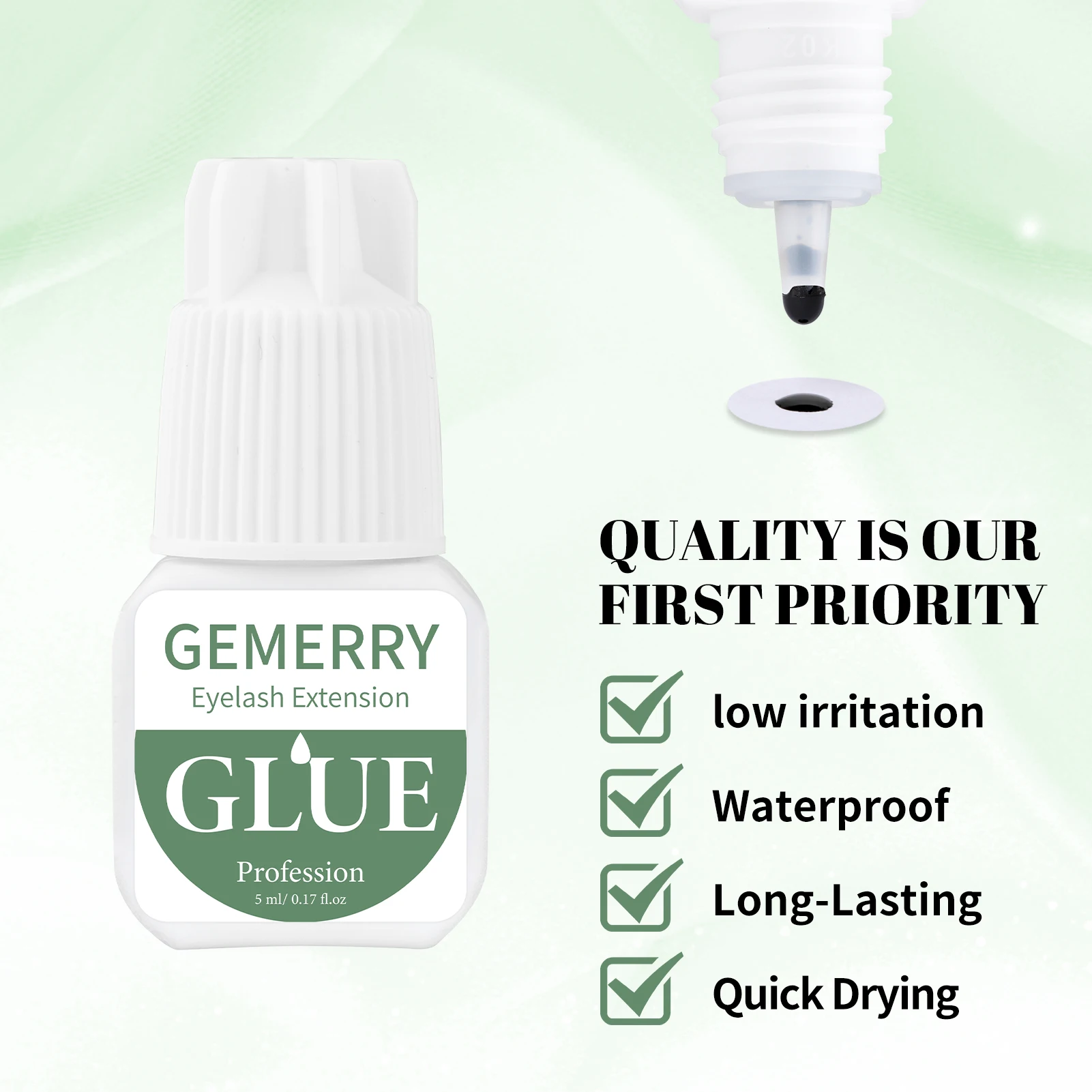 Gemerry 1PC Eyelashes Extensions Glue 1-2s Fast Dry for Professional Use Glue Adhensive Low Irritation Lashes Tools Makeup Salon