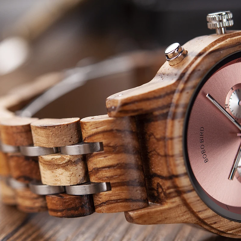 BOBO BIRD Women Watches Luxury Chronograph Watch with Auto Date Versatile Ladies Wooden Timepieces Custom Couple Quartz Watch