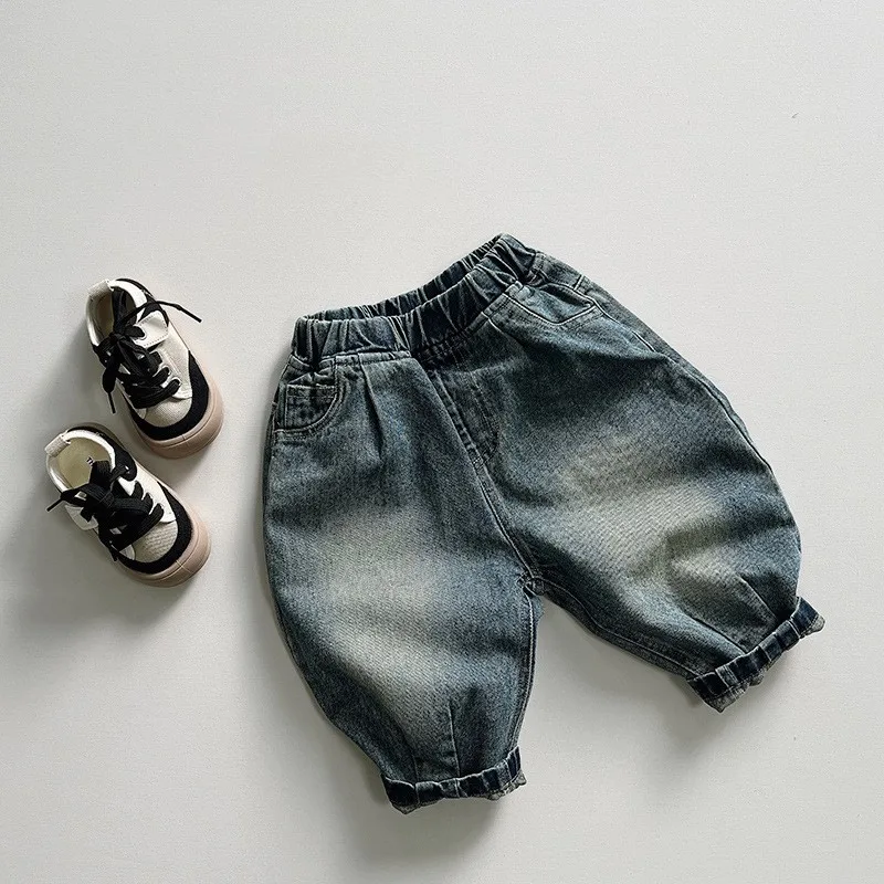 

Autumn New Children Denim Trousers Baby Girls Loose Versatile Wide Leg Pants Fashion Boys Casual Vintage Jeans Kids Clothes