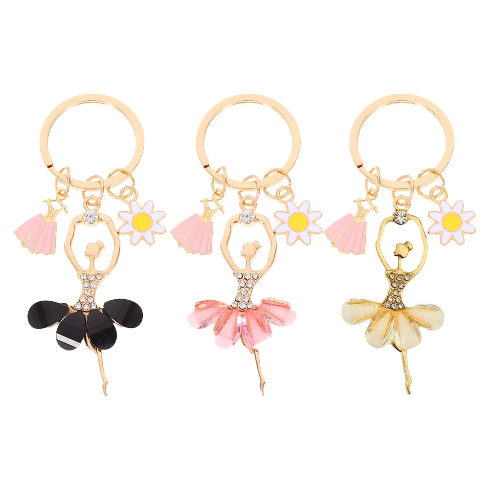 

3Pcs Ballet Keychain Dancer Charm Pendant Elegant Keyring Backpack Purse Decoration for Women Girls Dance Lovers