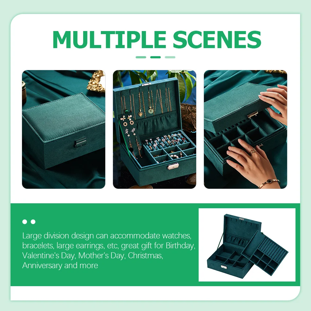 

Чехол для хранения ювелирных изделий, двухслойный портативный органайзер для ювелирных изделий, коробка-органайзер для путешествий, серьги, ожерелье, легкий вес