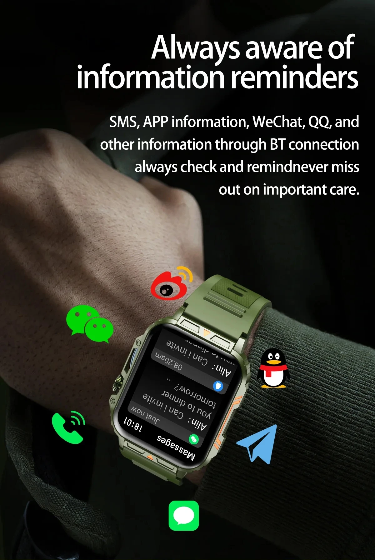 1.91 Outdoor Military Smart Watch Men Bluetooth Call Amoled Smartwatch For Android IOS IP68 Waterproof Sports Fitness Watches