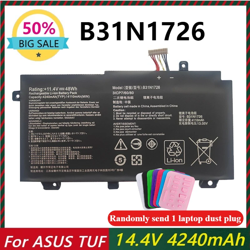 

B31N1726 Battery for ASUS TUF Gaming FX504G FX504GD FX504 FX504GM FX504GE FX505 FX505DT FX505DV FX505GE FX80 FX80G FX80GD FX80GE