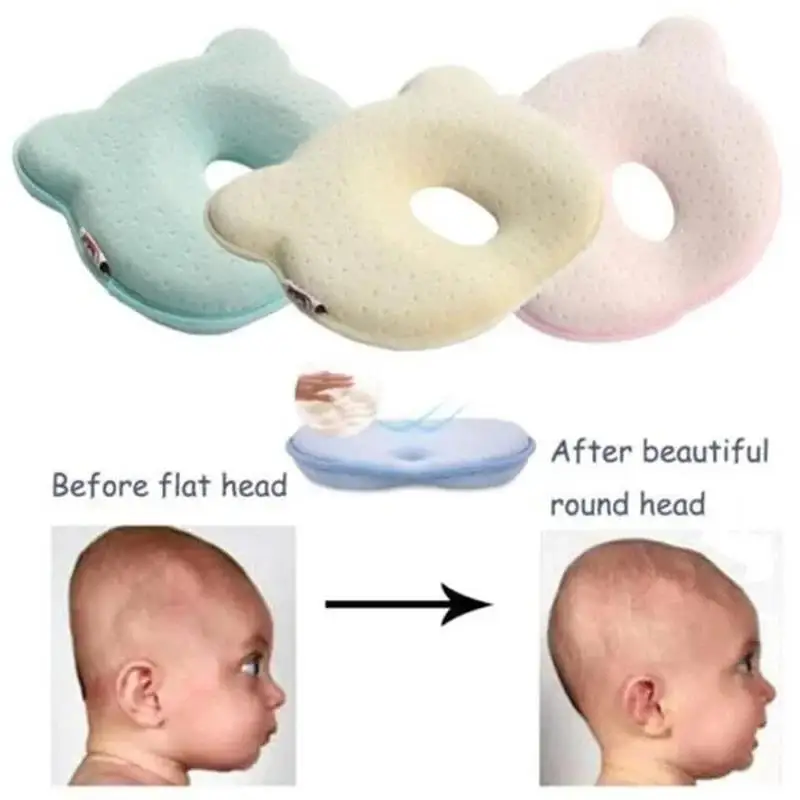 Cotton Memory Foam Baby Pillow - Newborn Center Head Pillow for Infants Soft Supportive Sleep Aid