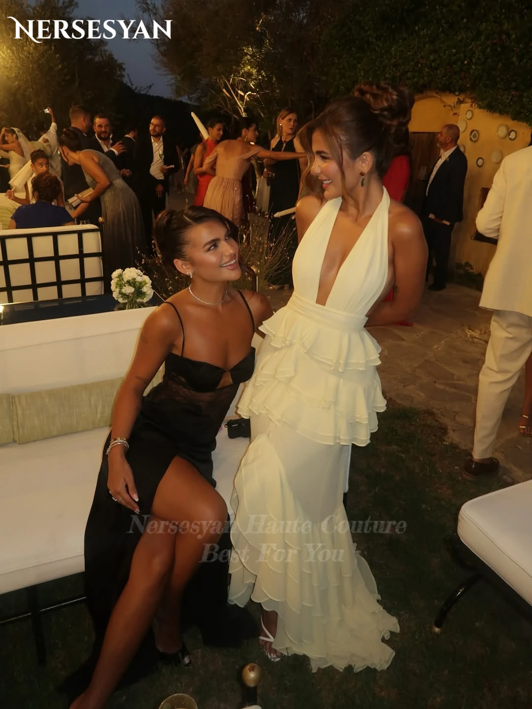 Nersesyan citron sirène luxe robes de bal épaules dénudées volants à plusieurs niveaux robe de soirée formelle robe de soirée d'invité de mariage personnalisé