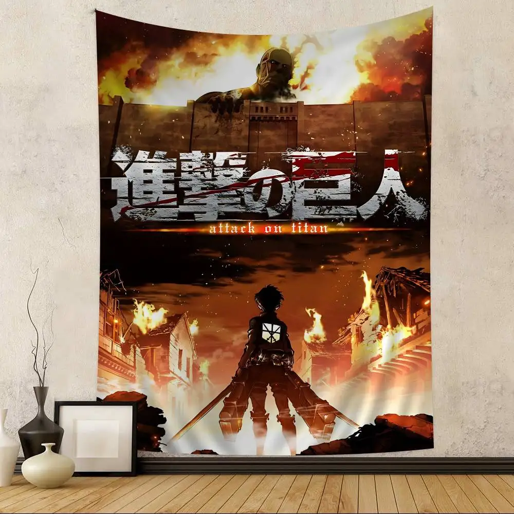 Cool A-Attack On Titan Anmie Cartoon Tapestry Art Science Fiction Room Home Decor Wall Hanging Sheets