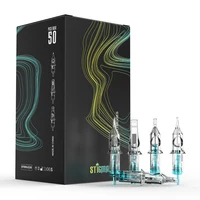 50 Uds. Aguja de cartucho de tatuaje mixta de alta calidad 0,3/0,35 MM azul desechable profesional esterilizado suministro de tatuaje de seguridad