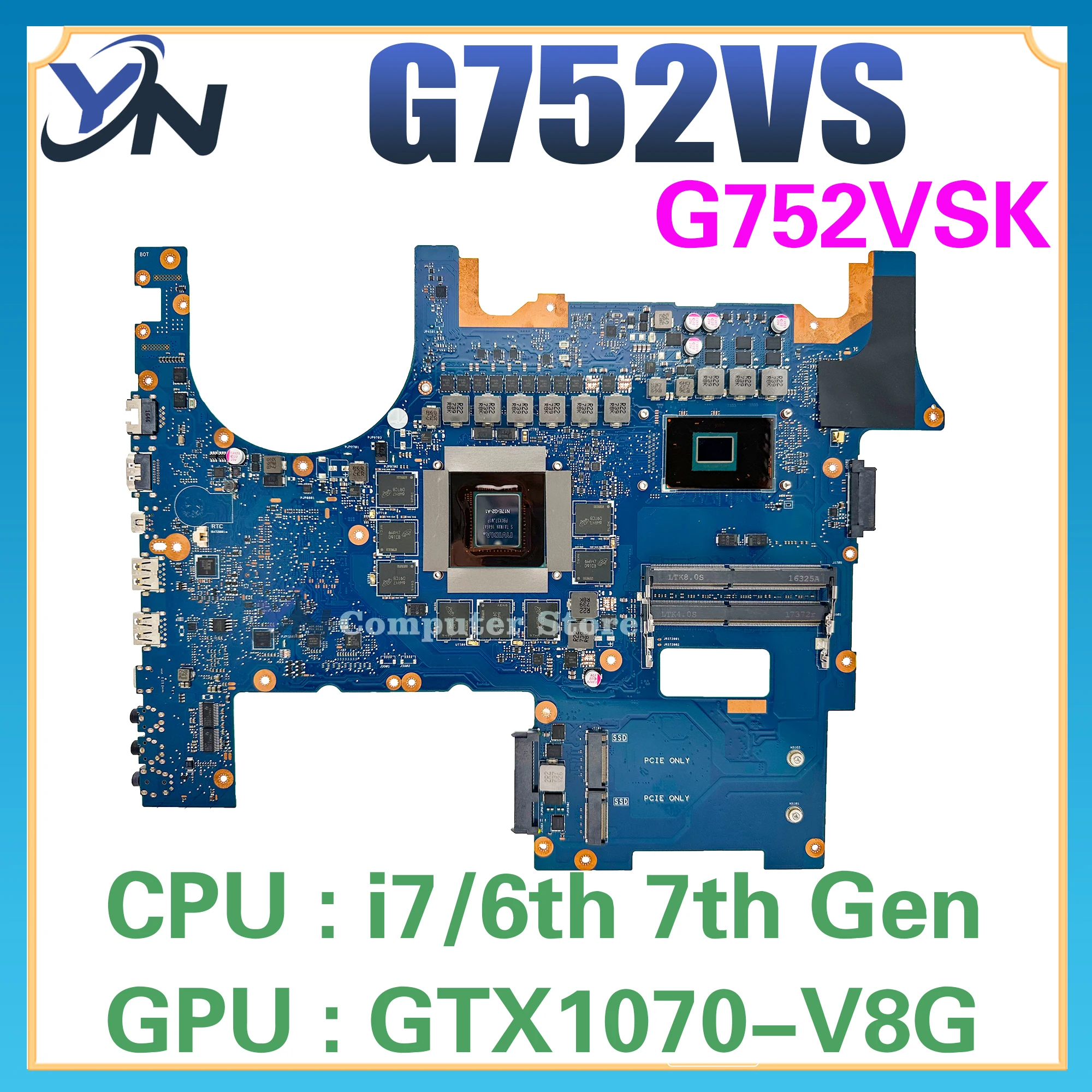 G752VM Notebook Mainboard For ASUS ROG G752VS G752VSK Laptop Motherboard i7 6th/7th GTX1060/6G GTX1070/8G DDR4 100% Test OK