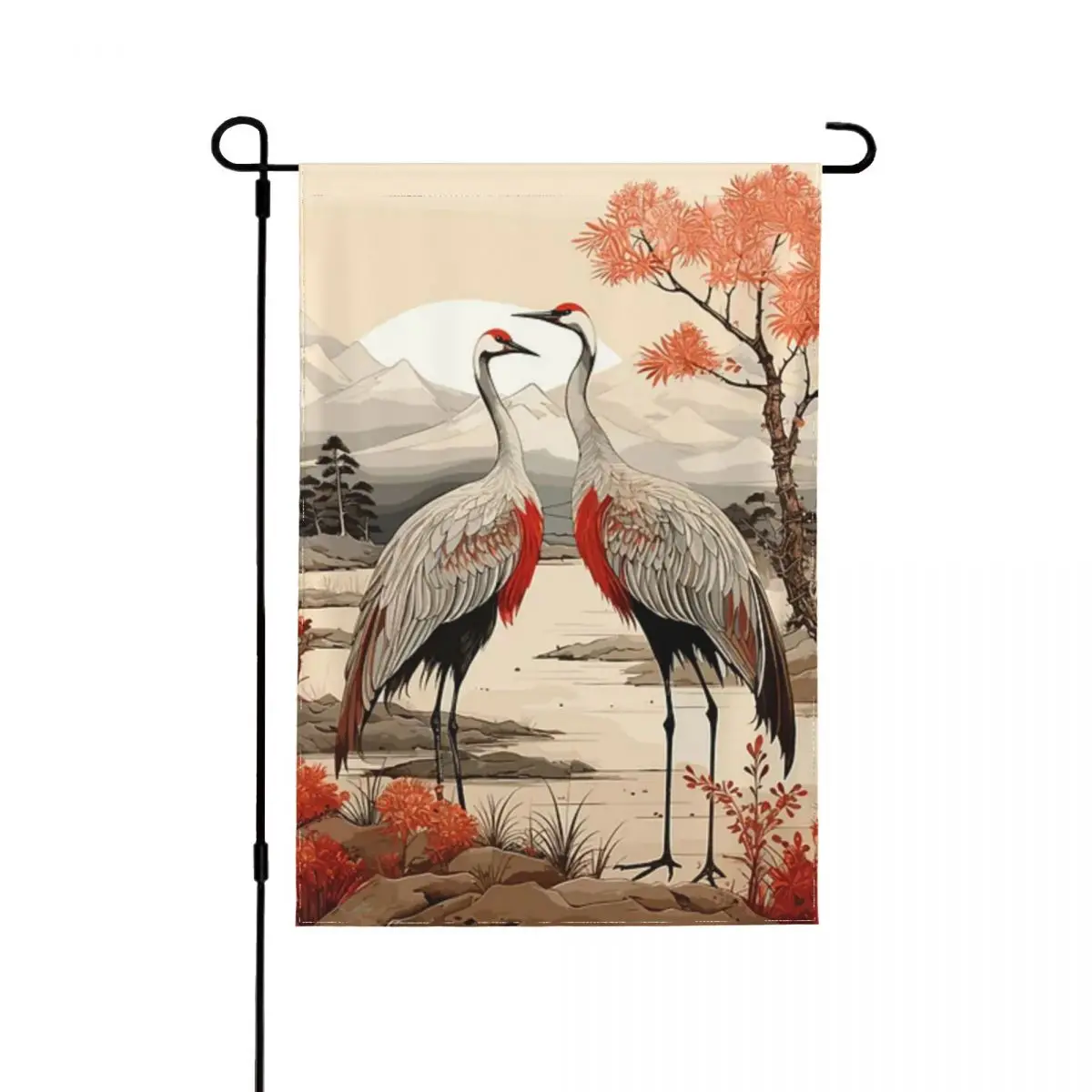 Drapeau de bienvenue en porcelaine « Majesté sous la lune » pour décoration de jardin et de chalet