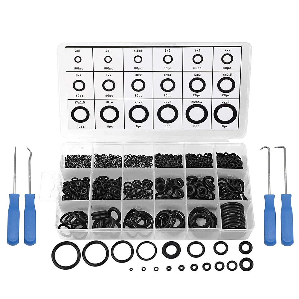 225-1225pcs Sealing Gasket  Boxed Nitrile Multiple Sizes Rubber O Rings Repair Kit Oil-resistant Gasket Combination Washers Set