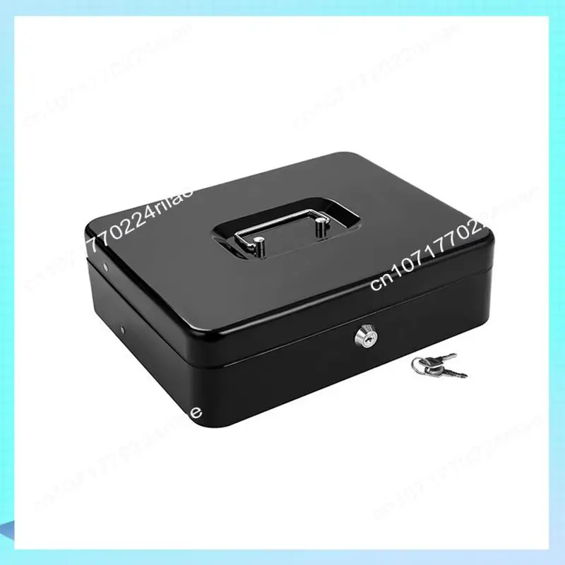 A17Z Cash Box Metal Cash Box With Tray And Key Lock, Tiered Locking Cash Box, Durable Lock Safe With 4 Bills, 5 Coin Slots