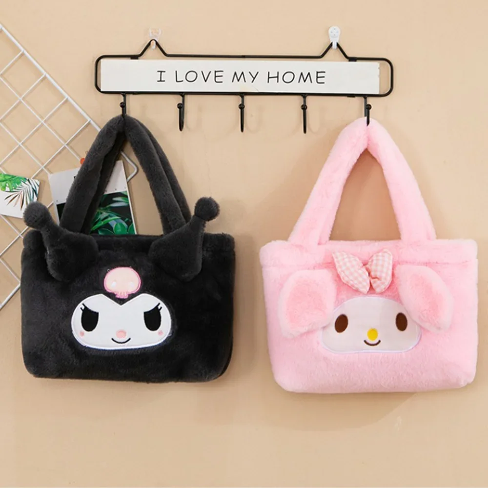 

Sanrio Kuromi Plush Bag Cinnamoroll Kawaii My Melody Cartoon Animal Handbag Cute Storage Tote Bags Women Girls Birthday