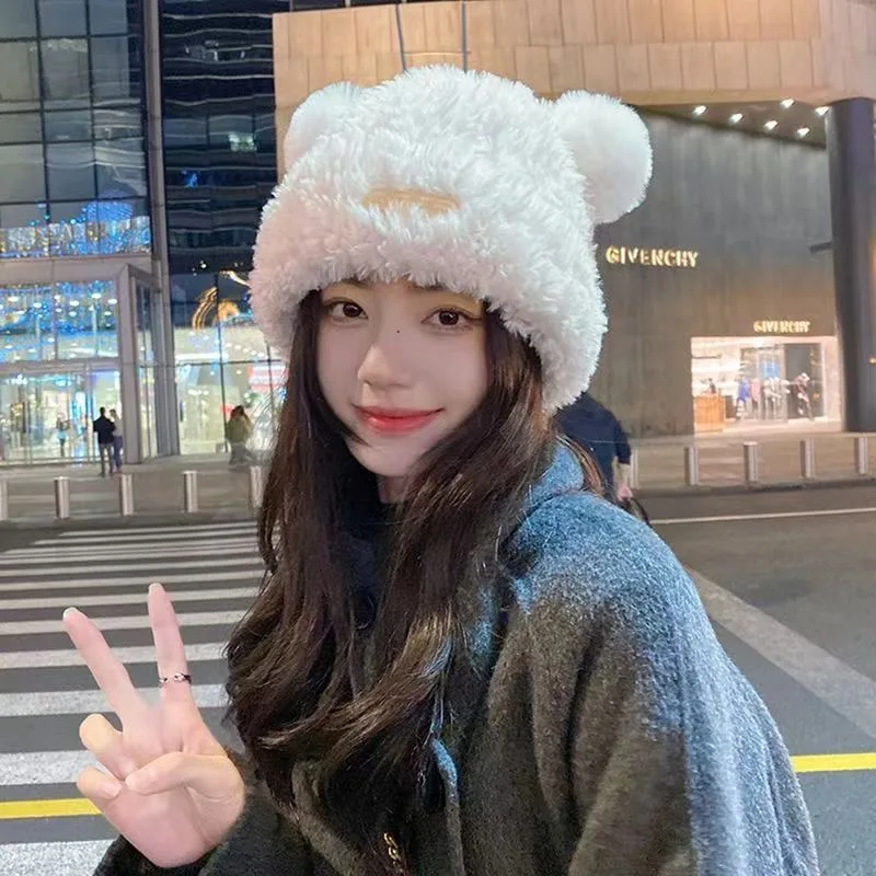 Letter Bear Ears Knittedcute Woolen Hat Beanie Hat Cat Ears Beanie All-Match Skull Lovely Cap Winter/Autumn Cute Popular Hat image 6