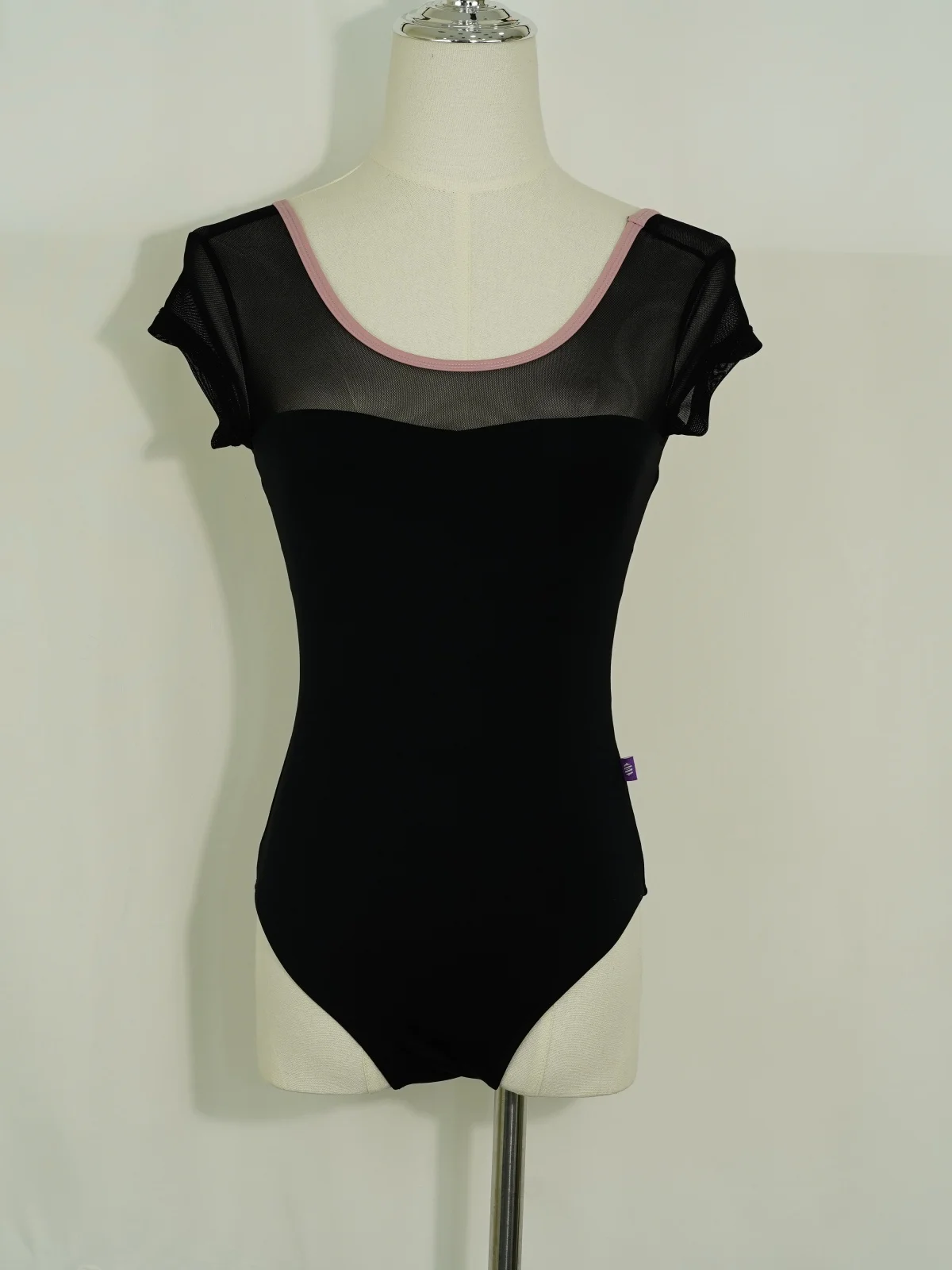 

Adult Ballet Leotard Girls Short Sleeve Lycra Nylon Spandex Color Block Stripes Big U-back Gymnastics Yoga Practice Wear