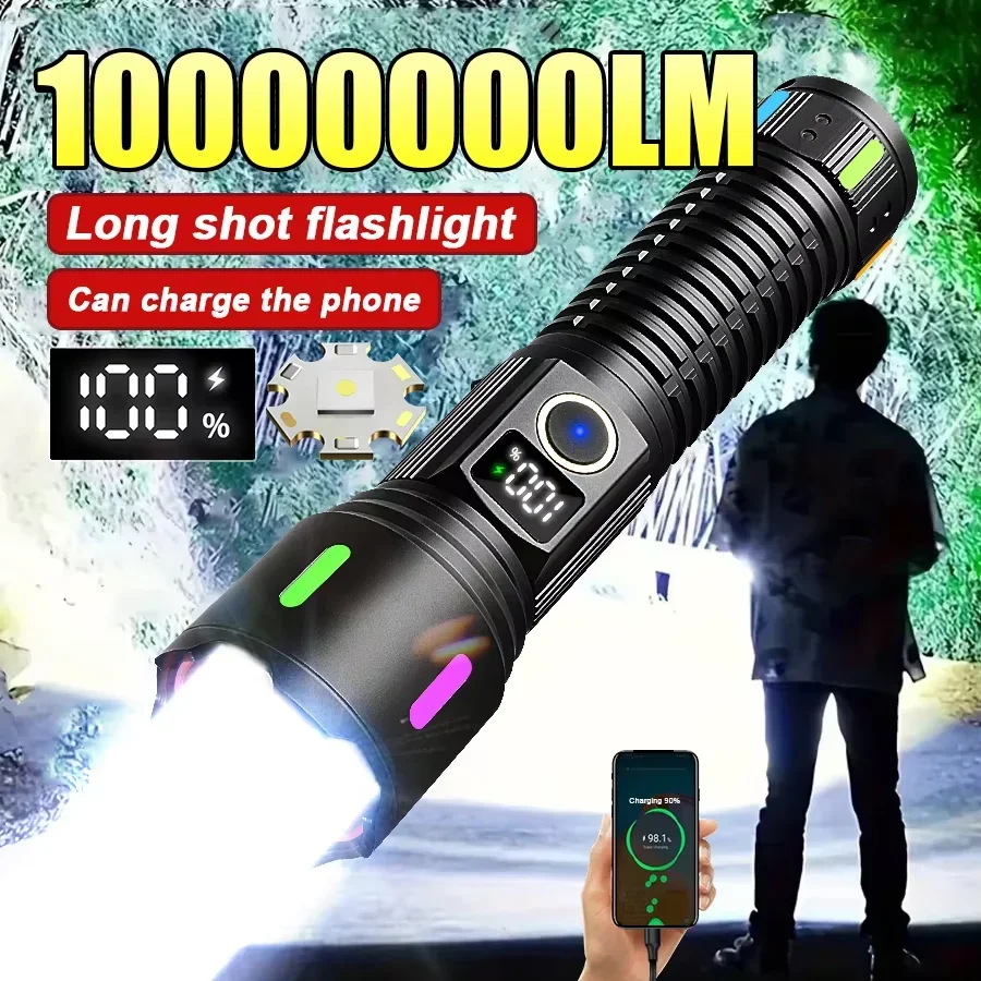 

2025 Latest High Power Rechargeable LED Flashlight Powerful Outdoor Super Bright LED Lantern 5 Modes Waterproof Hand Lamp Torch