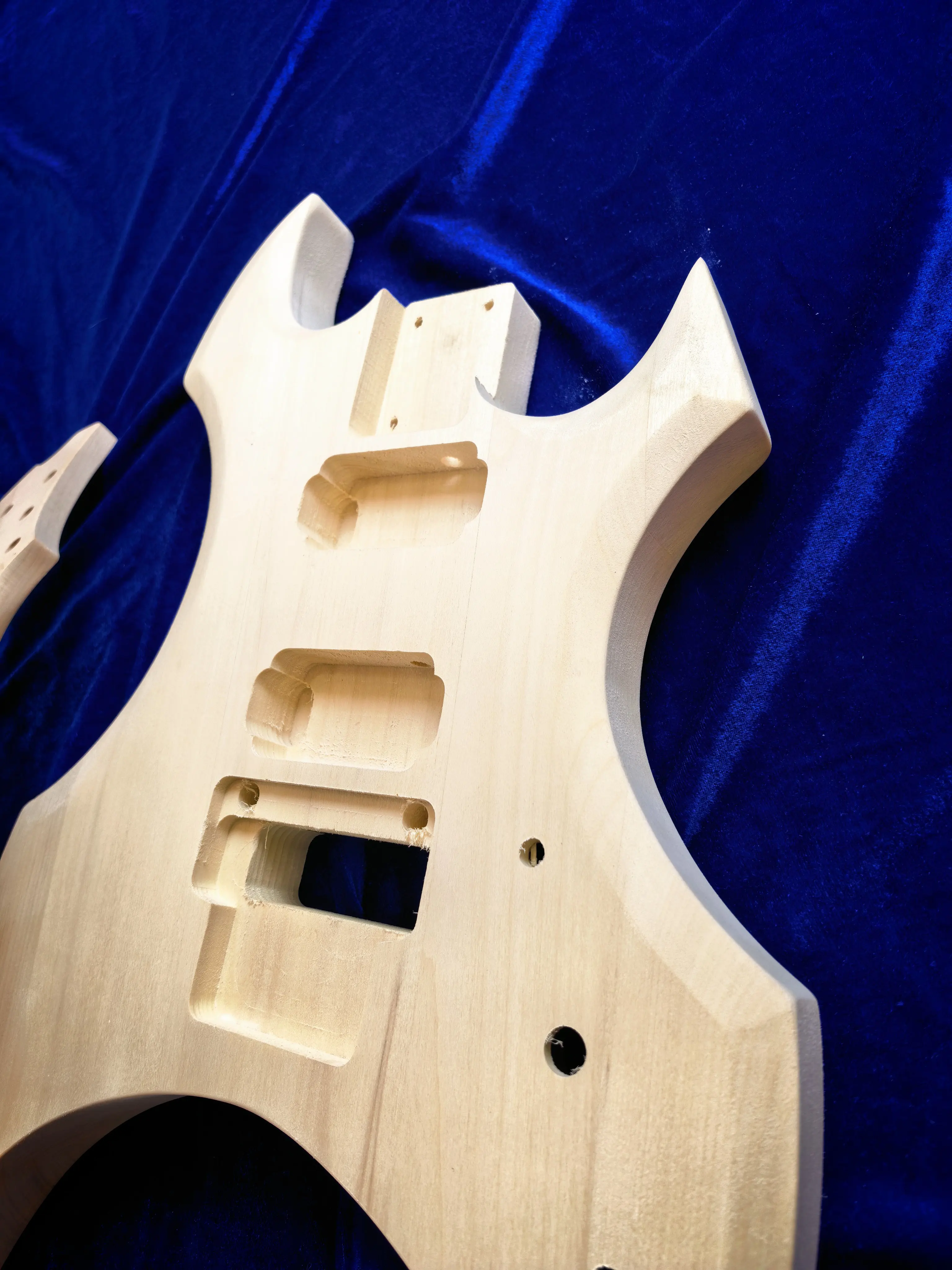 Unfinished Special Shape Electric Guitar Kit, DIY Guitar Body + Neck, Solid Wood Guitar Builder Kit, Devil Horn Guitar DIY - view 4