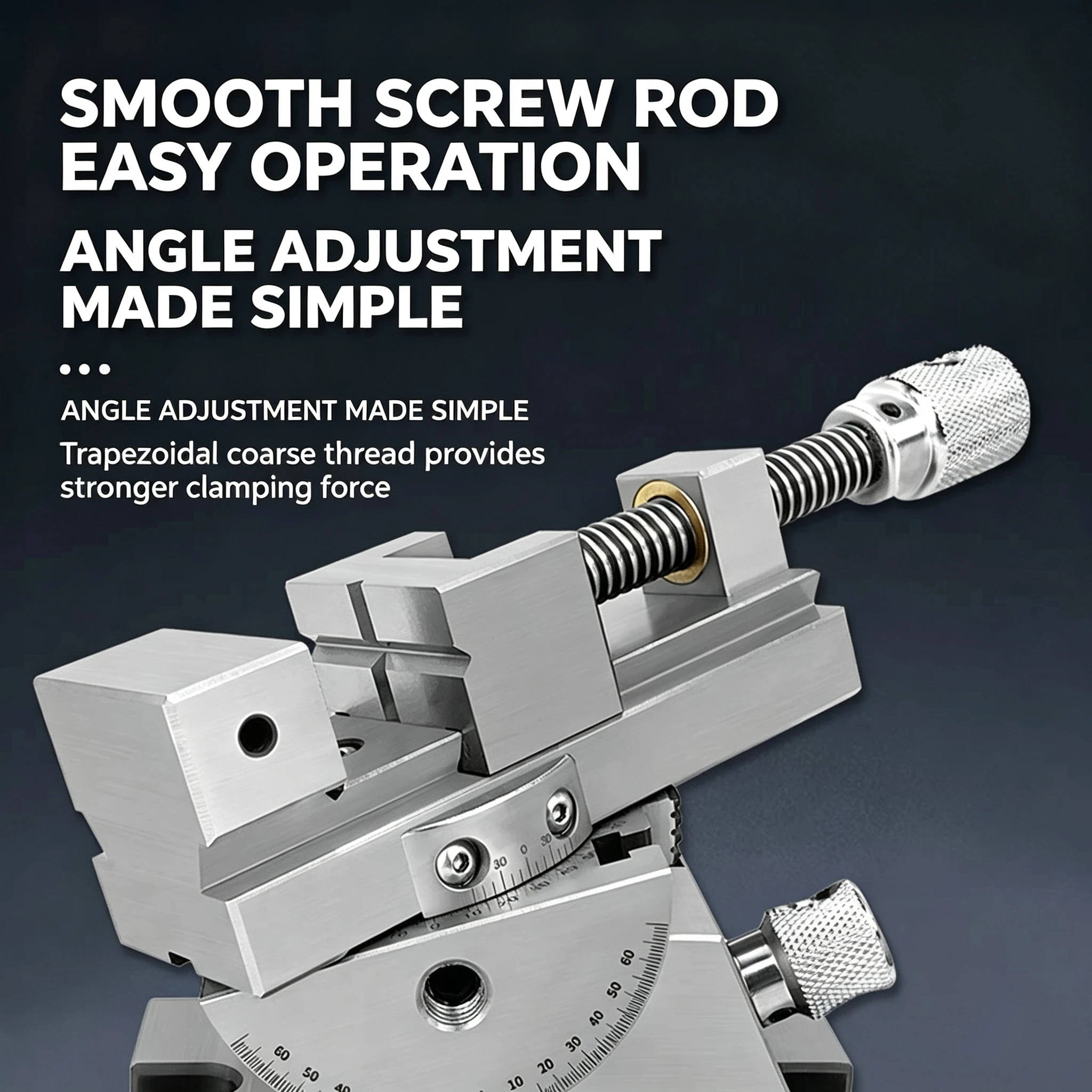 Flat Jaw Precision Vise, Universal Rotating Vise, Size 2 to 3 Inches, 360° Rotation Adjustable Angle, Vertical Tilt Up to 50°