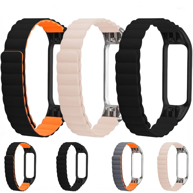 Silicone Strap For Xiaomi Mi Band 7 6 5 4 3 Magnetic Silicone Bracelet Wristband For Mi Band 6 Replacement Band mi band 5 Correa