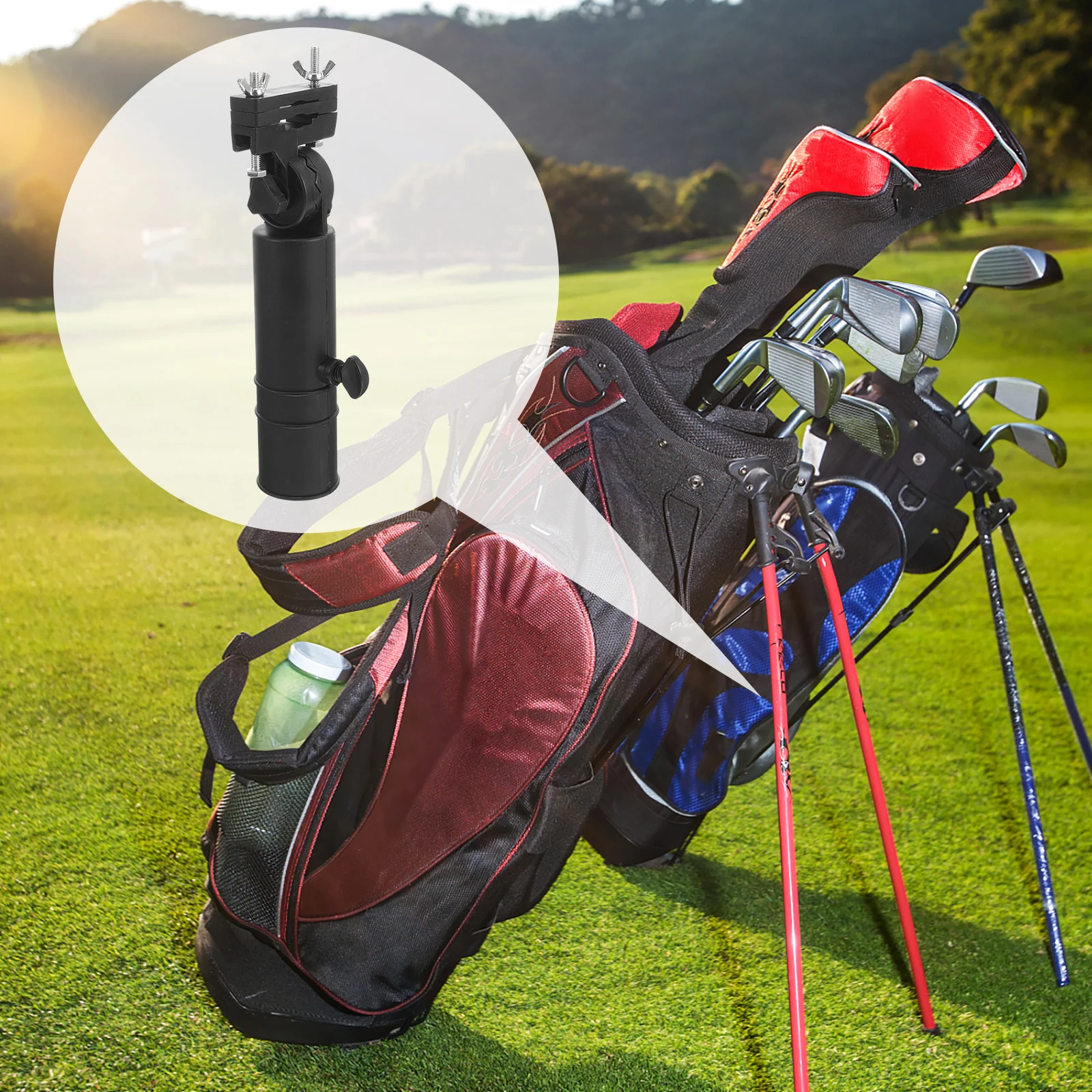 

Cart Umbrella Holder Secure Trolley Stand for Rain Sun Shelter with Adjustable Mounting Clip Support