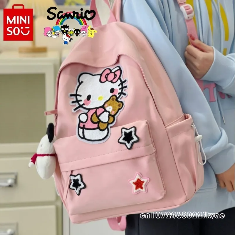 MINISO HelloKitty New Women's Backpack Fashionable and High Quality Girls' Backpack Small Fresh and Versatile Student Backpack