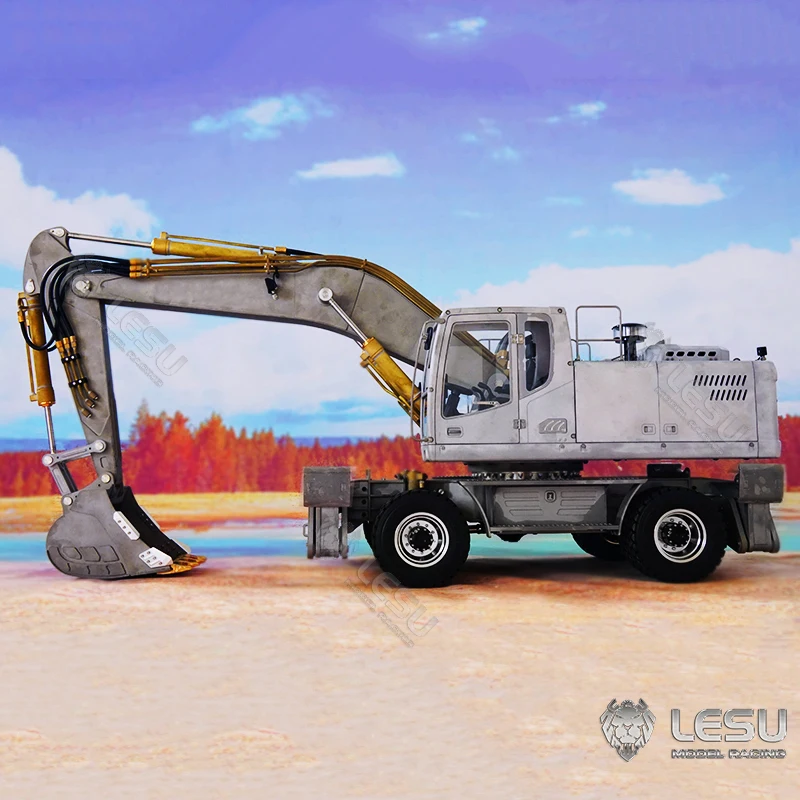 1/14 Hydraulic RC Excavator Wheeled Metal Electric Digger LESU KIT Aoue ET30H Remote Control Car Toy W/ Pump Valve Light Th17216